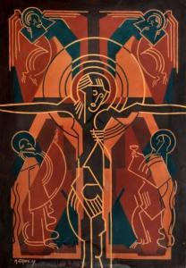 HENARD Marc 1919,Le Christ et l'Eucharist,1949,Gautier-Goxe-Belaisch, Enghien Hotel des ventes 2014-11-22