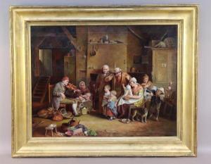 HENDERICKX A,La veillée en famille,1801,Auxerre Enchères FR 2019-12-01