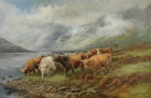 HENDERSON Andrew Graham 1882-1963,Highland Cattle by a Loch in a Mist,Cheffins GB 2009-09-23