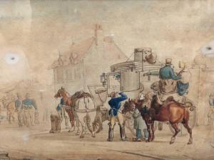 HENDERSON Charles Cooper 1803-1877,Stage coach before an inn,Cheffins GB 2024-01-11