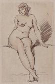 HENDERSON Elsie M 1880-1967,Female seated nude,Sworders GB 2021-10-05