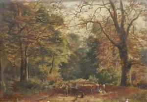 HENDERSON W.S.P 1836-1874,Figures with donkey and cart on a woodland road,Dreweatt-Neate 2012-02-15