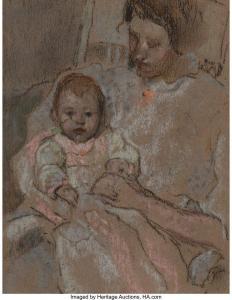 HENDERSON William Penhallow 1877-1943,Mother and Child (Study),1907,Heritage US 2023-04-13