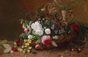HENDRIKA Floris,Fiori in un cesto di vimini,1835,Palais Dorotheum AT 2009-10-07