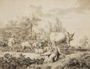 HENDRIKS Barend Leonardus 1830-1899,A Landscape Capriccio with Shepherds,Lempertz DE 2014-11-15