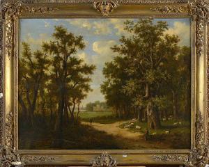 HENDRIKS Gerhardus 1804-1859,Chemin de forêt animé,VanDerKindere BE 2019-02-19