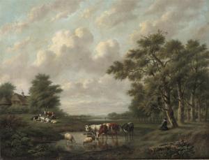 hendriks Willem 1828-1891,A shepherd and shepherdess with their flock near a,Christie's 2009-09-08