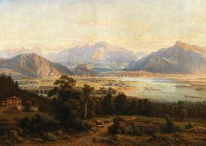 HENGSBACH Franz 1814-1883,A View of Salzburg and the Untersberg,1879,Palais Dorotheum AT 2022-12-12