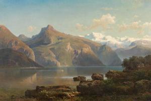 HENGSBACH Franz 1814-1883,View across a mountain lake (Vierwaldstätters,1851,im Kinsky Auktionshaus 2020-06-23