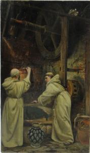 HENLEY Lionel Charles 1843-1893,monks drawing water at a well,Burstow and Hewett GB 2013-09-25