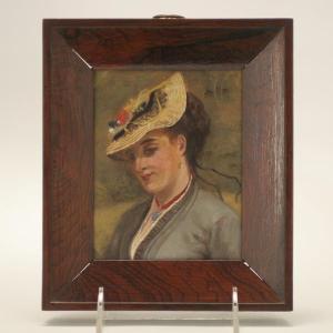 HENLEY Lionel Charles 1843-1893,Portrait of a smiling woman.,1873,Ripley Auctions US 2011-09-17