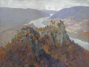 HENNEBERG Hugo,Blick auf die Burgruine Aggstein in der Wachau Bli,1905,Galerie Bassenge 2019-11-28