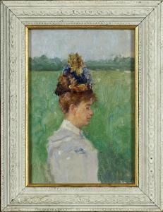 HENNEBICQ Andre 1836-1904,Plein air (portrait de Mme Hennebicq),Galerie Moderne BE 2021-02-22
