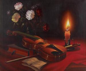HENNERSDORF Alois M 1927,Stilleben mit Geige,DAWO Auktionen DE 2016-04-23