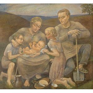 HENNIG Arthur 1880-1959,In Hügellandschaft rastende Familie,Kaupp DE 2007-05-10