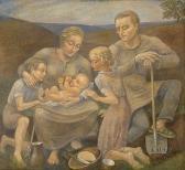 HENNIG Arthur 1880-1959,In Hügellandschaft rastende Familie.,Kaupp DE 2007-05-10