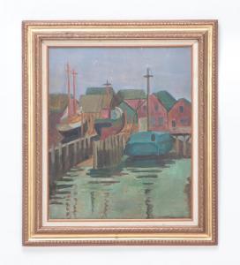 HENNING Henrietta Hunt 1893-1964,Harbor scene painting,Kamelot Auctions US 2022-11-15