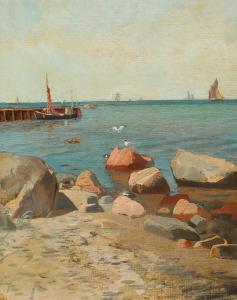 HENNINGSEN Frants Peter Didrik 1850-1908,A Danish coastal scenery with ships on the,Bruun Rasmussen 2024-03-11