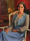 HENNUM Sverre 1887-1967,Portrait of Mrs Johanne Emilie Wells  seated in a ,1950,Mallams 2015-07-08