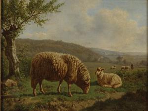 HENRARD George 1814-1877,Schapen en herder in een landschap.,Campo & Campo BE 2007-12-04