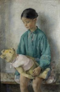 HENRICH Albert 1899-1971,Mädchen mit Bär,1951,Peter Karbstein DE 2023-06-24