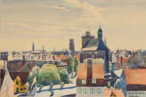 HENRIKSEN Harald 1883-1960,A view of the rooftops in Copenhagen,Bruun Rasmussen DK 2020-04-20