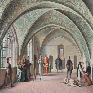 HENRIKSEN Mads 1853-1940,Italian interior with an artist and other people,Bruun Rasmussen 2012-10-08