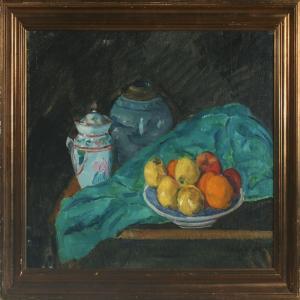 HENRIQUES Vilhelm 1894-1966,Still life with pots and fruit on a plate,Bruun Rasmussen DK 2009-06-29