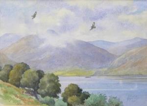 HENRY Bruce 1918,Buzzards soaring above a lake,Keys GB 2021-10-15
