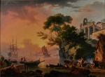 HENRY D ARLES Jean 1734-1784,Pêcheurs dans un port méditerranéen dominé par de,1776,Kahn & Associes 2023-01-20
