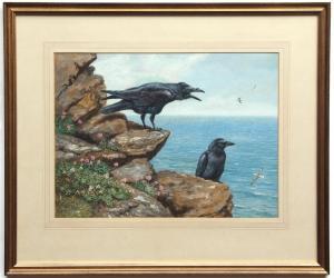 HENRY George Morrison R 1891-1983,Ravens on a Cornish cliff,Keys GB 2017-09-22