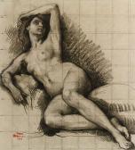 Henry Lopold Lvy,A reclining female Nude, looking up to the right,Christie's GB 1998-01-30