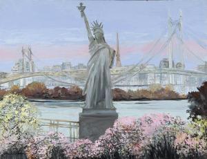 HENRY MICHEL 1928-2016,La statue de la liberté devant le port de Tokyo,Rossini FR 2024-03-29