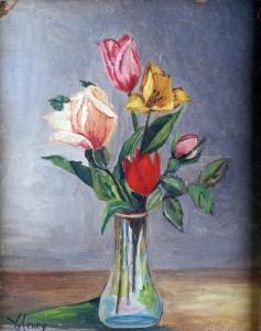 HENRY Victor 1855-1942,VASE DE TULIPES,Pillon FR 2015-09-13