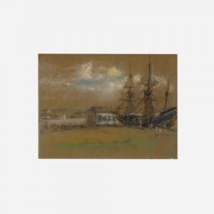 HENSHAW Glenn Cooper,Early Sailing Ships in Dry-Dock,1900,Rago Arts and Auction Center 2023-05-18