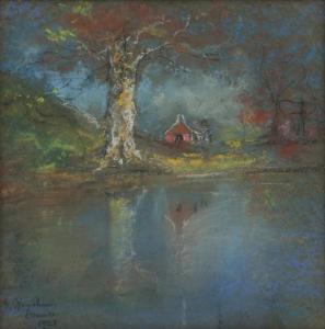 HENSHAW Glenn Cooper,Small cottage in a lakeside landscape,1925,John Moran Auctioneers 2018-02-20