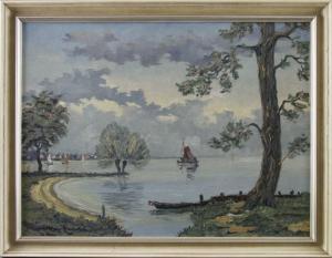 HENTSCHKE Hans, Johannes Mart. 1889-1969,Fischerkähne vor einer Bucht,Eva Aldag DE 2021-07-03