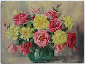 HENTY CREER Deidre 1940,Still Life of old roses in a vase,Dickins GB 2017-04-01