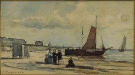 HEPPENER Johannes Jacobus 1826-1898,scène de plage,Rossini FR 2021-03-25