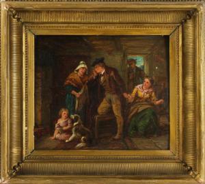 HEPPER George 1839-1868,interior family view with dog,1867,Kaminski & Co. US 2019-10-19