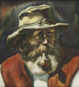 HEPPERGER Johannes,Porträt eines pfeiferauchenden Bauern mit Hut,Palais Dorotheum 2016-05-10