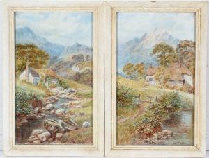 HEPPLE John Wilson,A pair of landscape views with thatched cottages,Anderson & Garland 2022-09-15