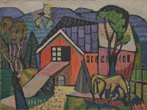 HERAMB Thore 1916-2014,Farmhouse Scene,1947,Grogan & Co. US 2022-05-01