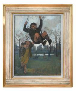 HERBERT Albert 1925-2008,Children on a swing inscribed to the stretcher,Cheffins GB 2021-02-25