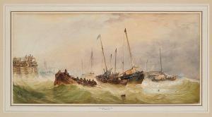 HERBERT Alfred 1820-1861,Bateaux de pêche quittant le port de Yarmouth,Horta BE 2022-02-21