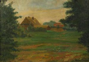 HERBERT Grass 1886-1978,Einsames Gehöft Blick vom Waldrand über eine Wiese,1911,Mehlis DE 2019-08-22