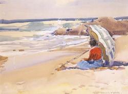 HERBERT Harold Brocklebank 1892-1945,The Beach Umbrella,1935,Christie's GB 2001-05-08