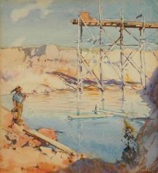HERBERT Harold Brocklebank 1892-1945,The Old Sluicing Works, Buninyong near Balla,1916,Leonard Joel 2010-10-24