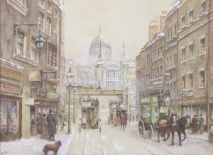 HERBERT Robert Gaston 1800-1900,Edwardian view of London with St Paul's Cathedral,Denhams 2019-08-28