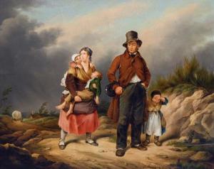 HERBERT Robert Gaston 1800-1900,Familie auf der Wanderschaft,Stahl DE 2009-02-14